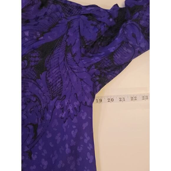 Louis Feraud Art Deco High Collar Lux Satin Button Down Blouse, sz 4 - Picture 13 of 16